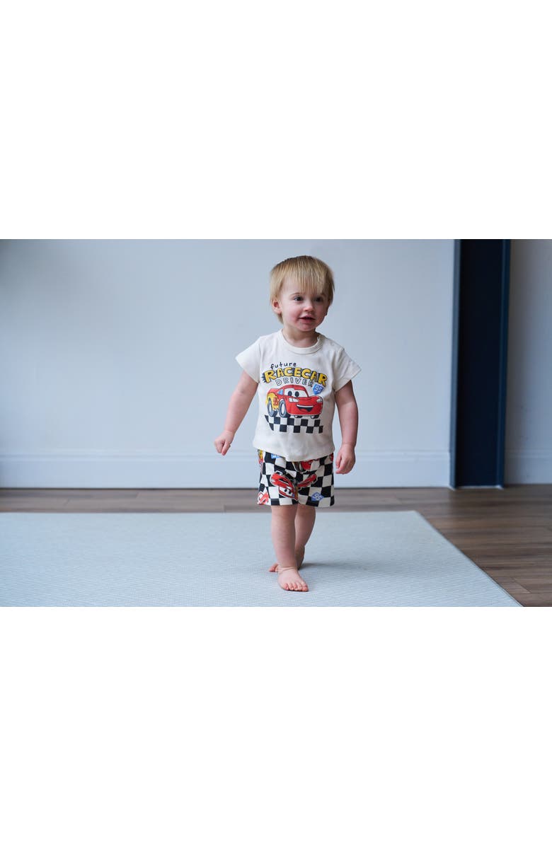 Disney Lightning McQueen Cars T-Shirt & French Terry Shorts Set, Alternate, color, Off White / Black, Cars
