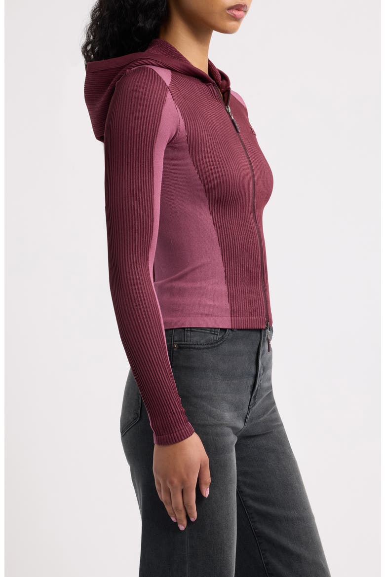 Hooded Knit Track Top, Alternate, color, BURGUNDY