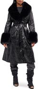 AZALEA WANG Kaya Trench Coat with Faux Fur Trim