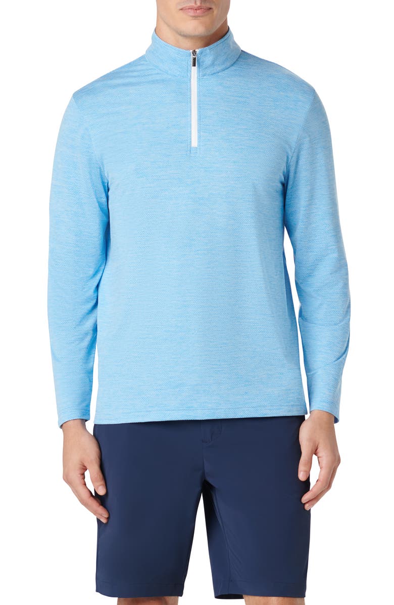 Bugatchi Quarter Zip Performance Pullover, Main, color, Azure
