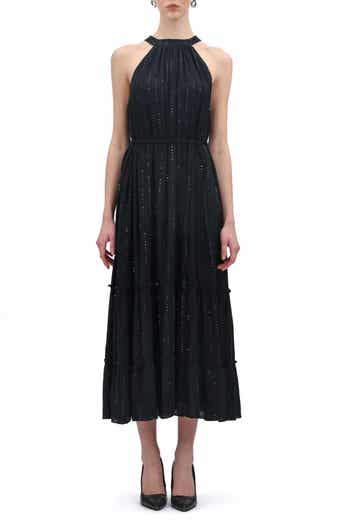 Celina Moon Moonlit Halter Neck Tiered Cotton Maxi Dress