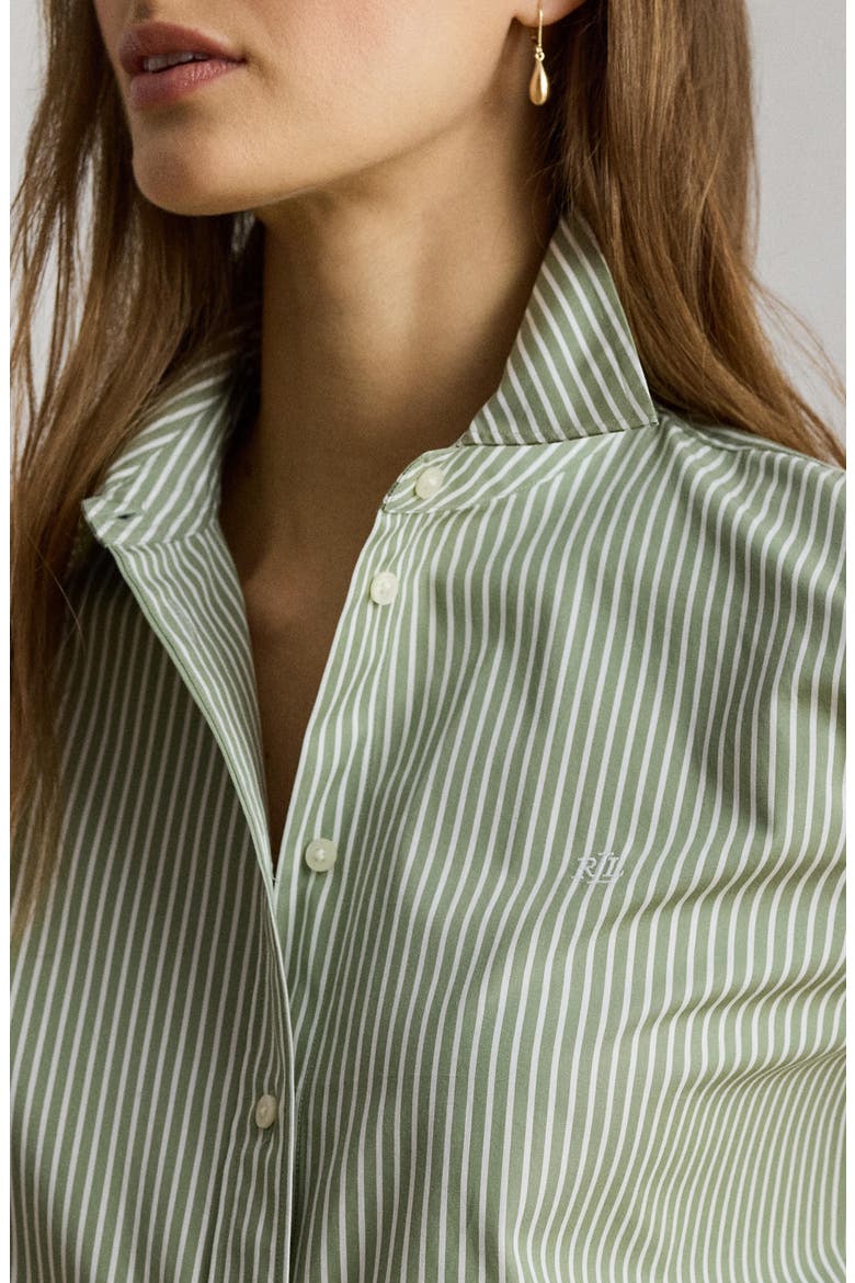 Classic Fit Stripe Cotton Broadcloth Button-Up Shirt, Alternate, color, GREEN/ WHITE