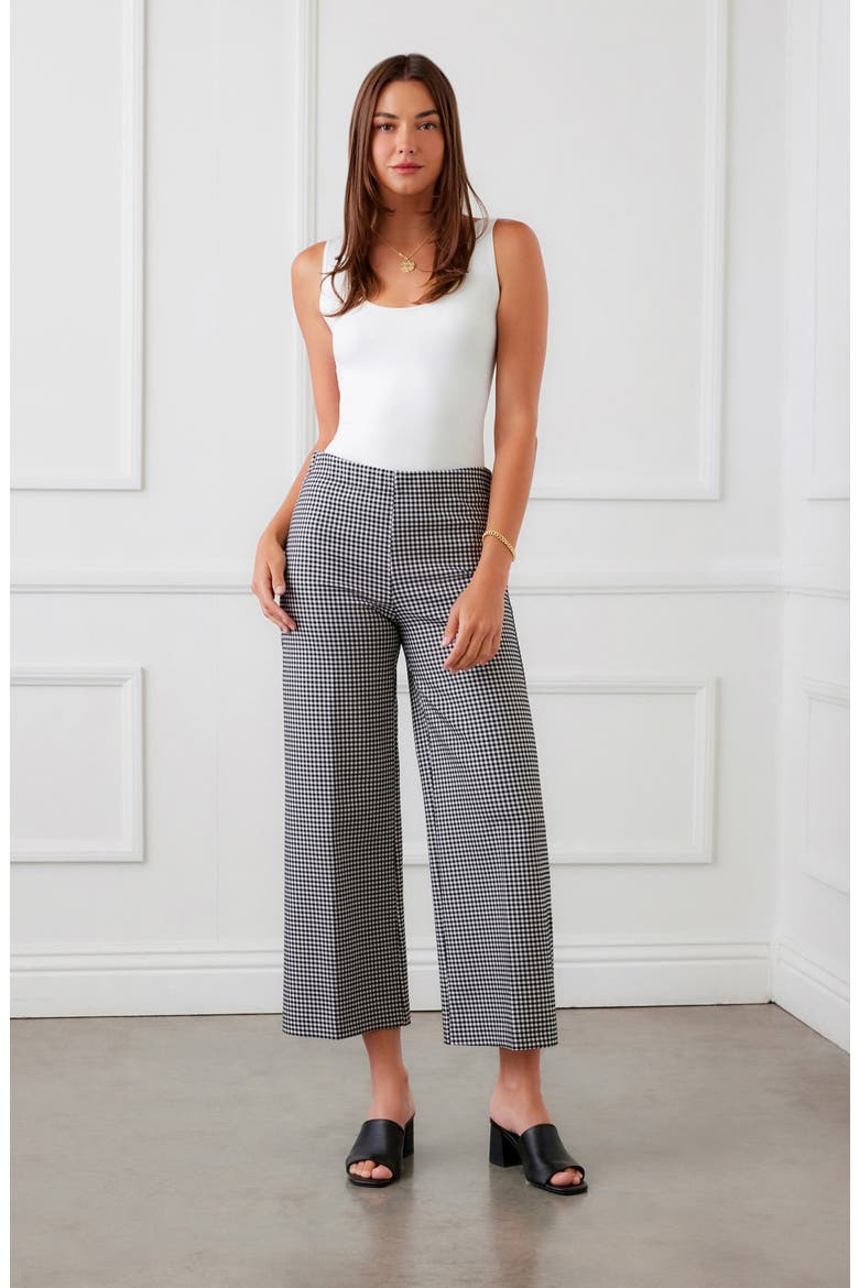 Crop Wide Leg Pants, Alternate, color, BLACK CHECK