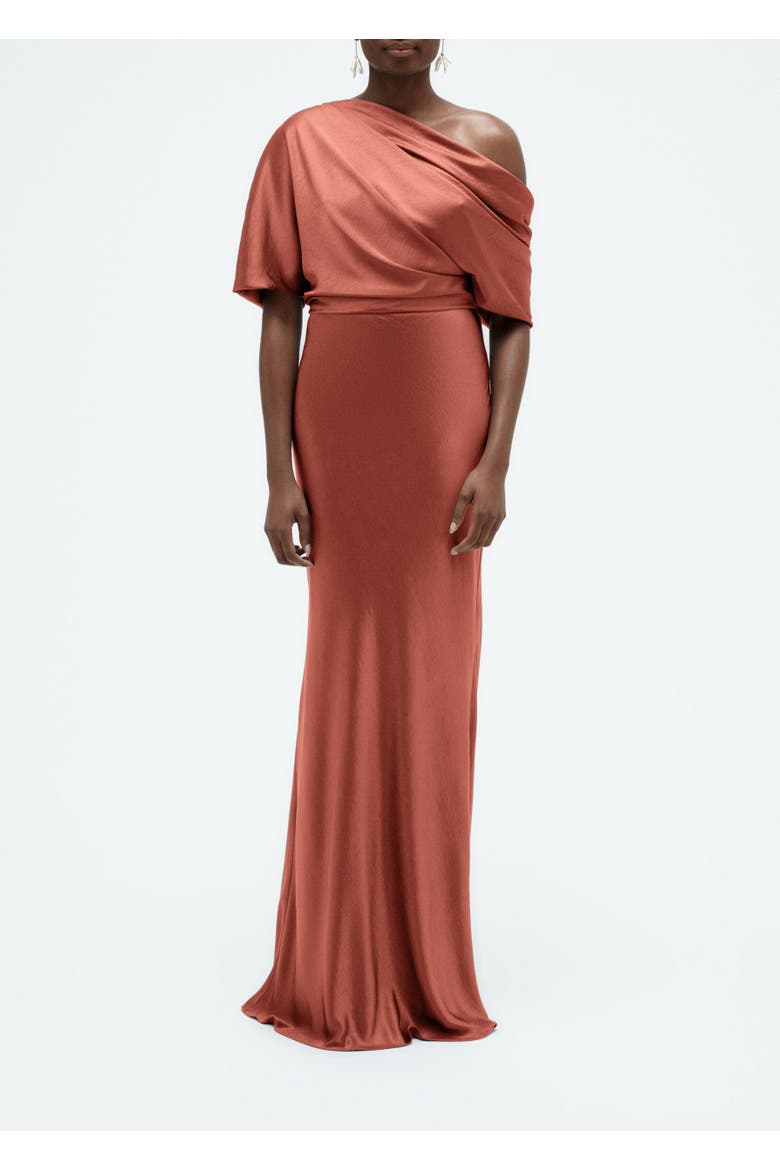 Liquid Satin Slouch Gown, Main, color, Cayenne