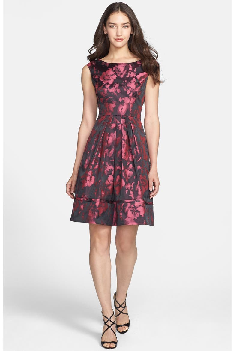 Jacquard Fit & Flare Dress, Main, color, PINK