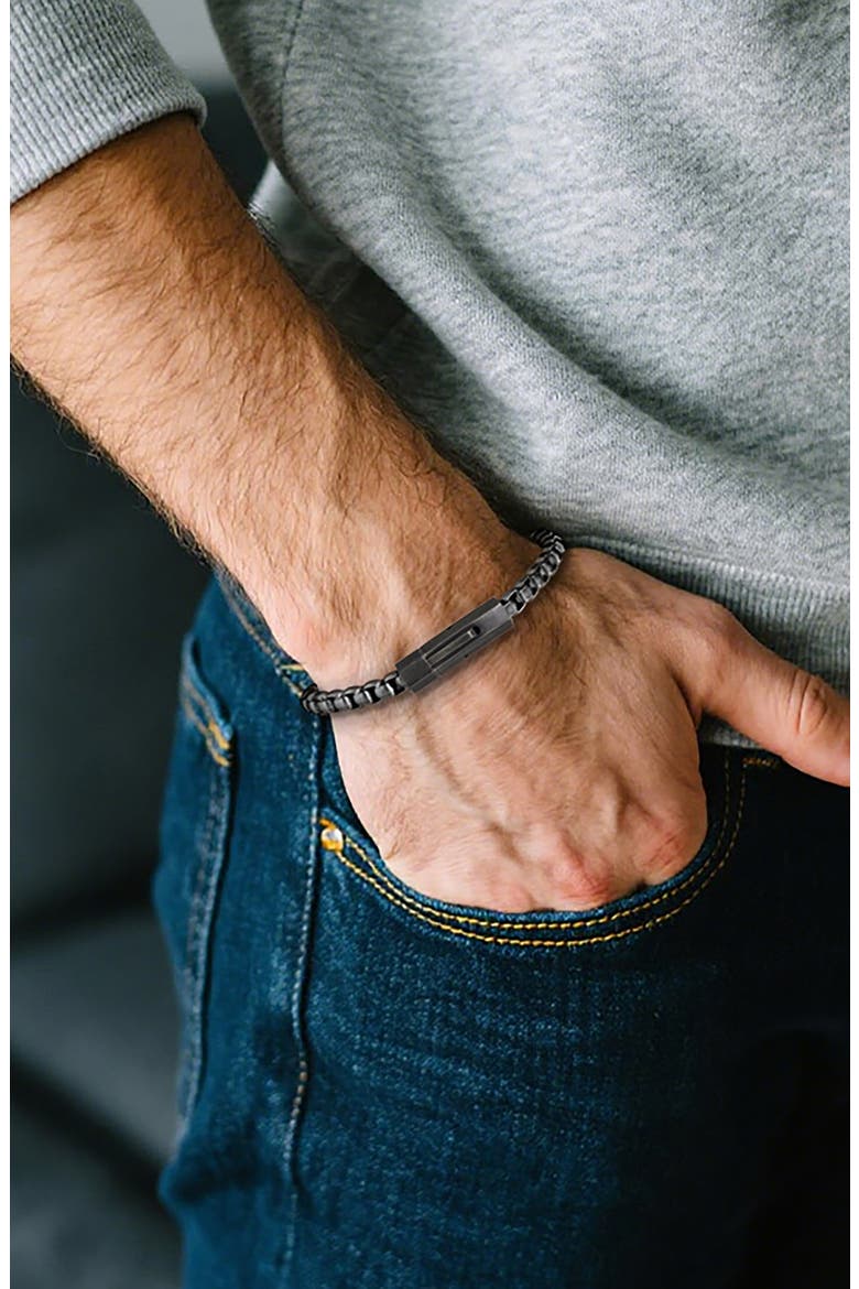 Box Chain Bracelet, Alternate, color, BLACK