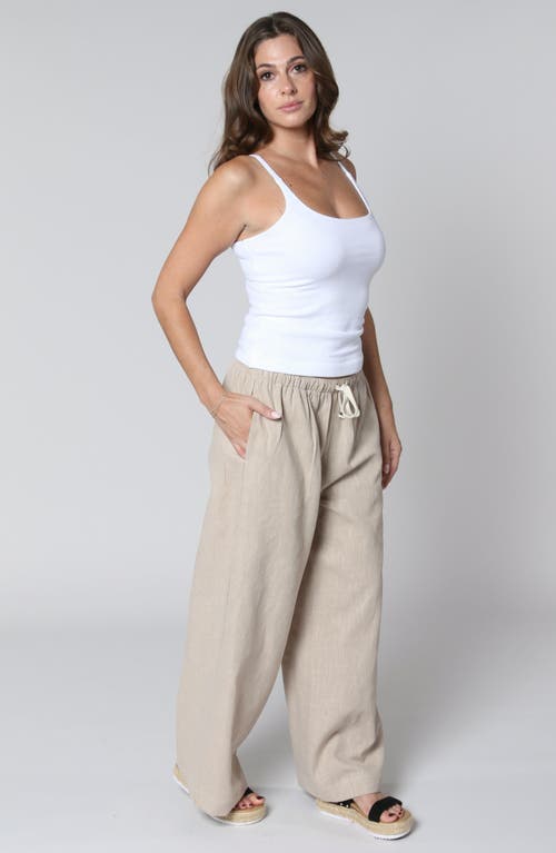 Leisure Lab Linen Palazzo Pant In Brown