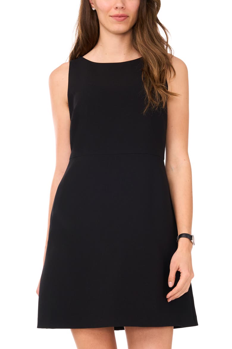 Sleeveless A-Line Minidress, Alternate, color, RICH BLACK