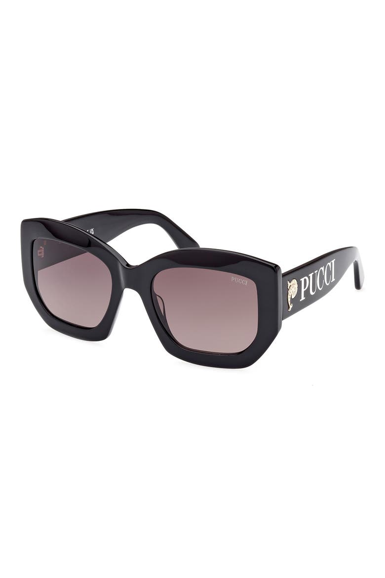 54mm Geometric Sunglasses, Alternate, color, BLACK/ GOLD / GRADIENT SMOKE