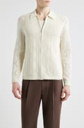 Open Edit Cotton Pointelle Zip Cardigan