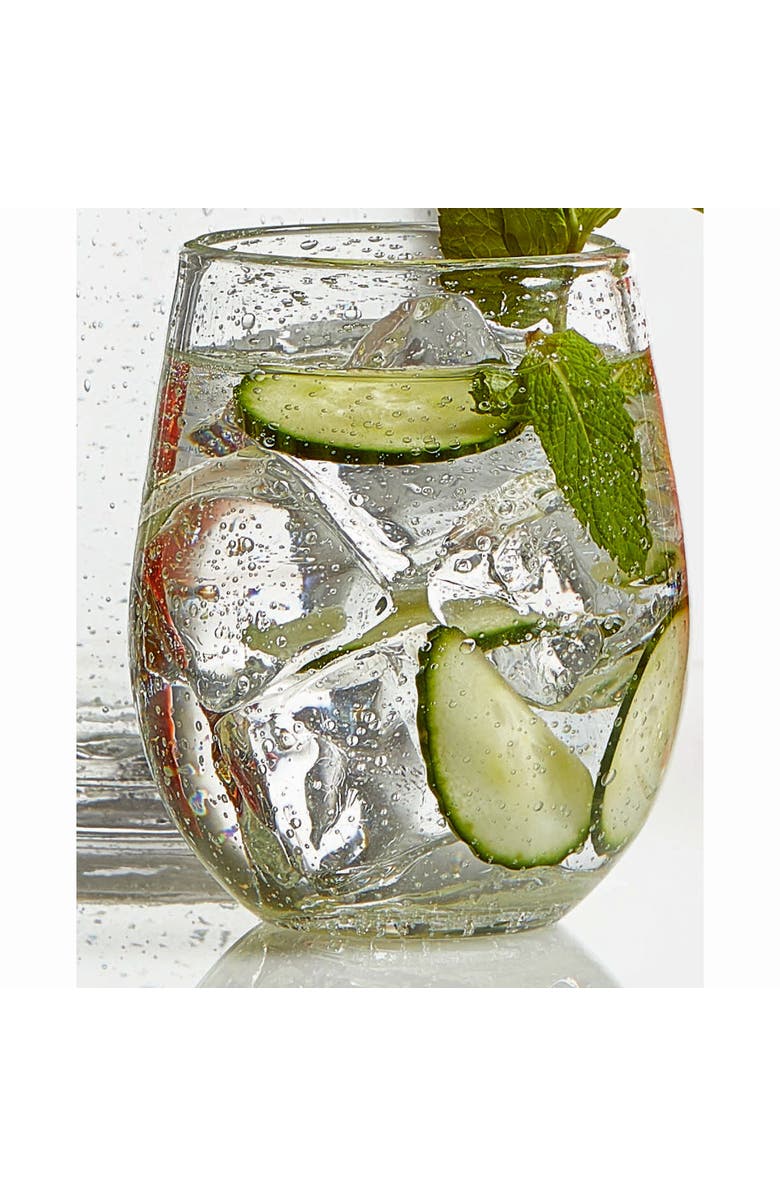 tag Bubble Glass Stemless Drinkware Set of 2 Clear Dishwasher Safe, Alternate, color, 