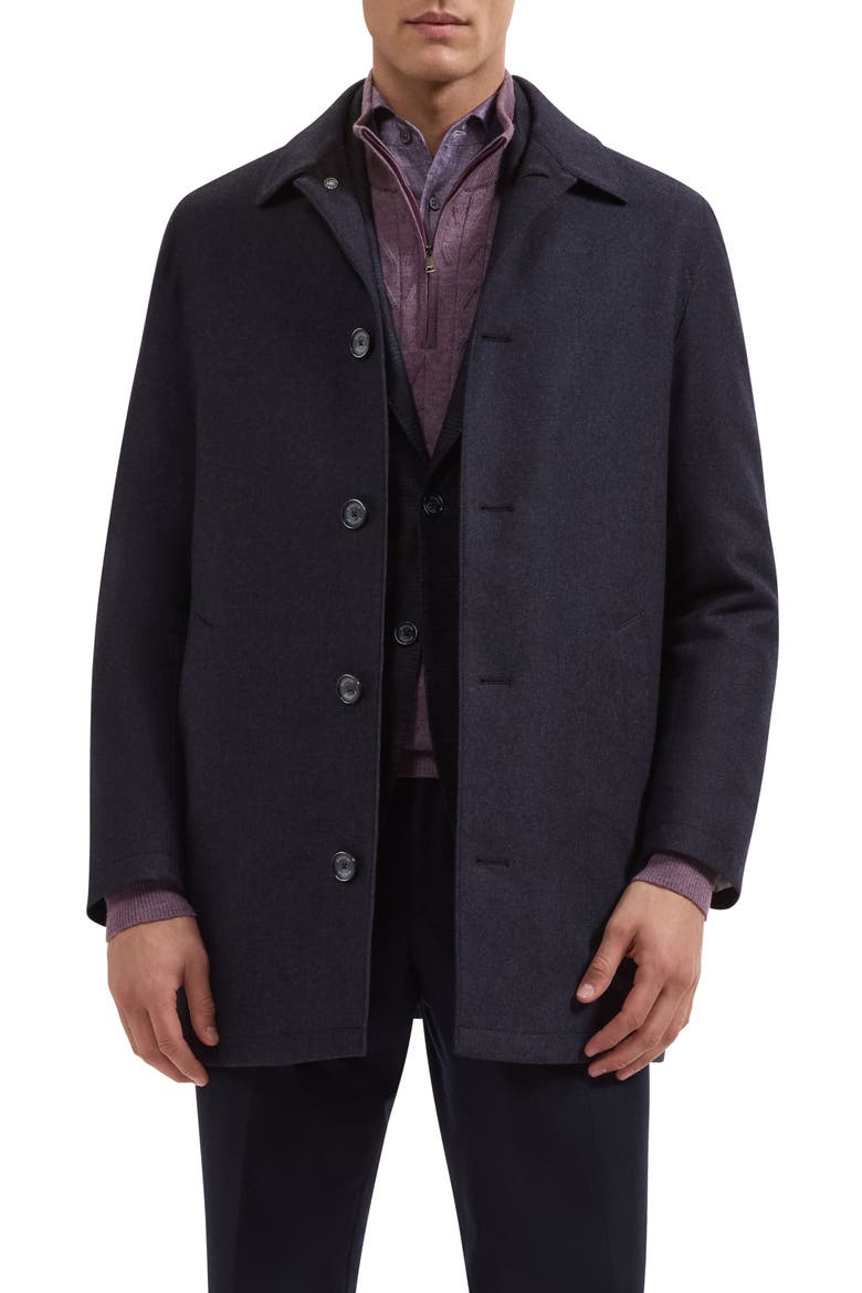 Wool Blend Button Front Car Coat, Main, color, NAVY