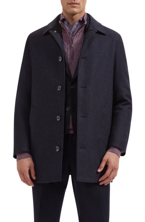 Wool Blend Button Front Car Coat