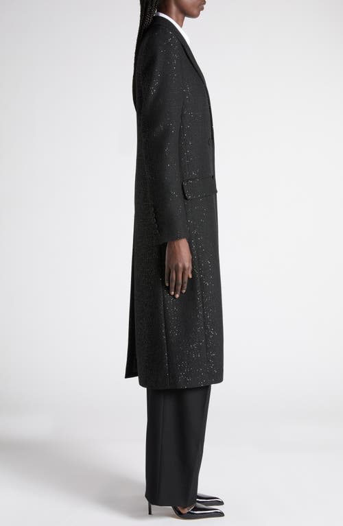 Tom Ford Sequined Wool Blend Crepe Double Breasted Coat Clothing In Black