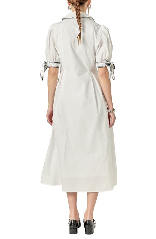 ENGLISH FACTORY ENGLISH FACTORY CONTRAST STITCH A-LINE MIDI DRESS