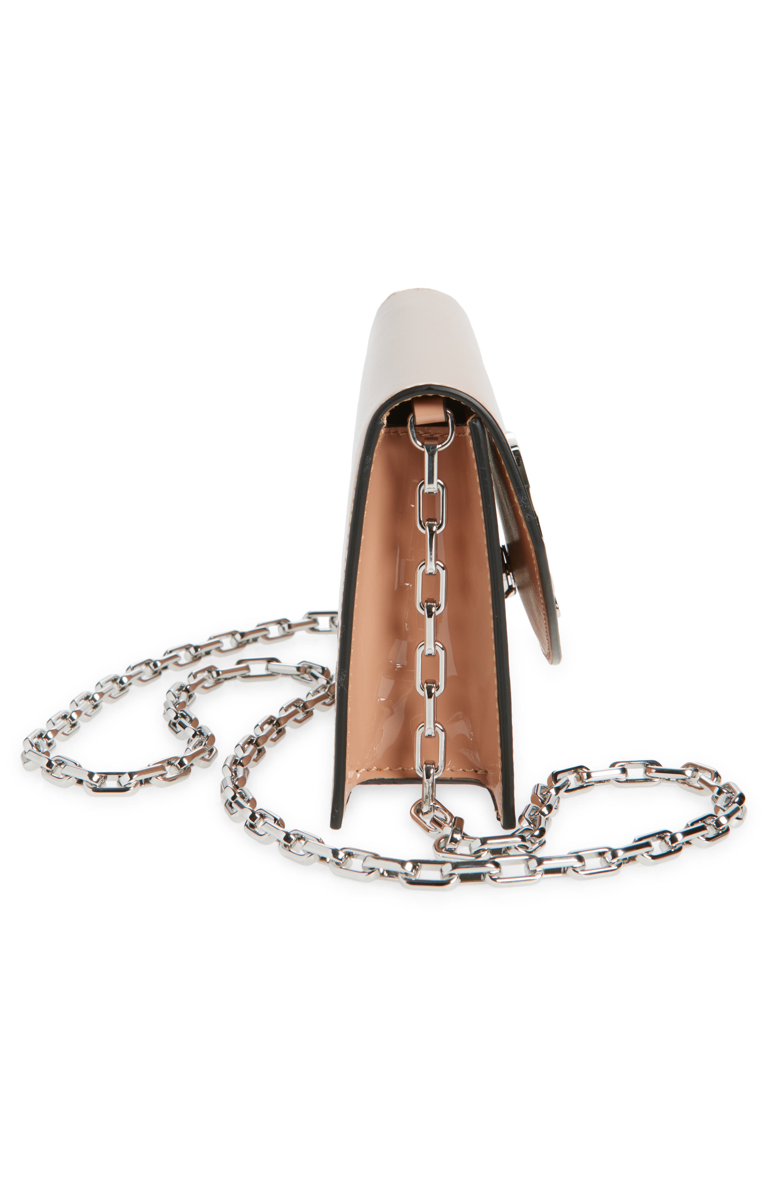 Christian Louboutin Loubi54 Patent Leather Clutch, Alternate, color, Nude/ Silver