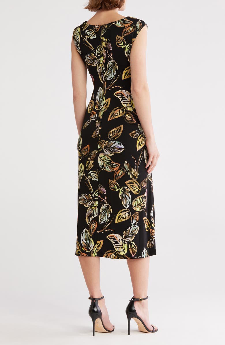 Connected Apparel Cap Sleeve Jersey Midi Dress, Alternate, color, Black