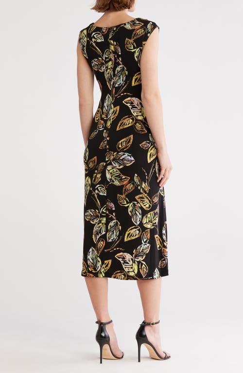 Connected Apparel Cap Sleeve Jersey Midi Dress In Black