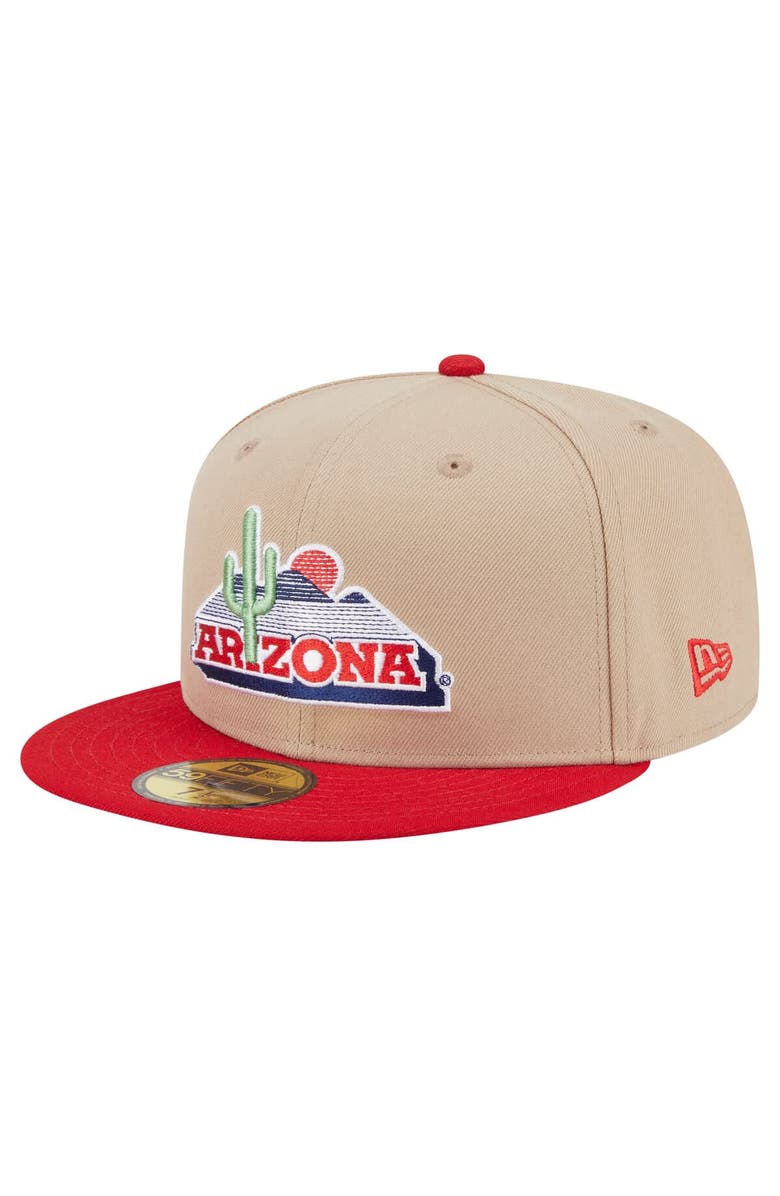 New Era Men's New Era Khaki Arizona Wildcats Throwback Two-Tone 59FIFTY Fitted Hat, Main, color, Khaki