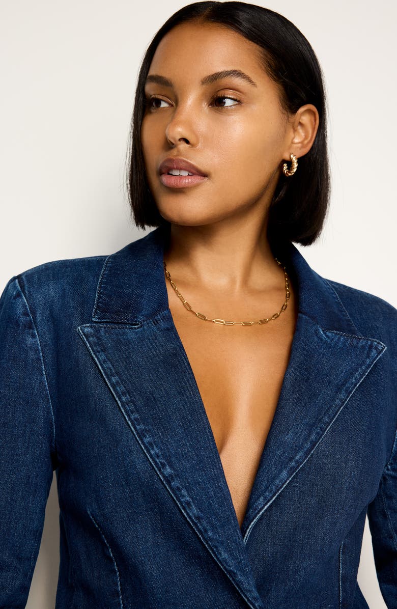 Good American Sculpted Denim Blazer, Alternate, color, Indigo758
