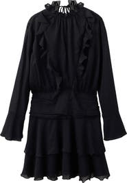 MANGO Ruffle Long Sleeve Minidress