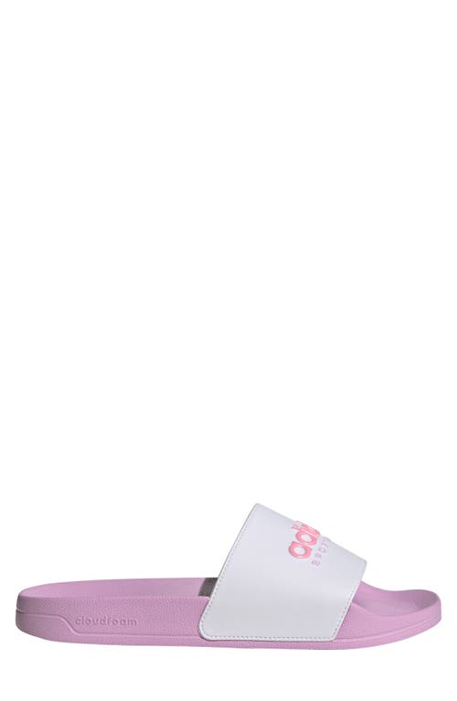 Adidas Originals Adidas Adilette Shower Slide In White/bliss Pink/lilac