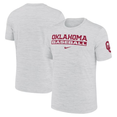 Men's Nike Ash Oklahoma Sooners Velocity Baseball Wordmark Stack Performance T-Shirt