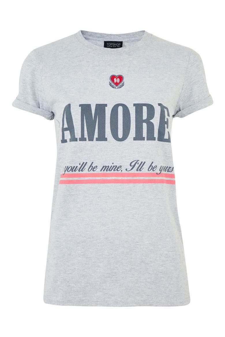 Embroidered Amore Graphic Tee, Alternate, color, GREY MARL