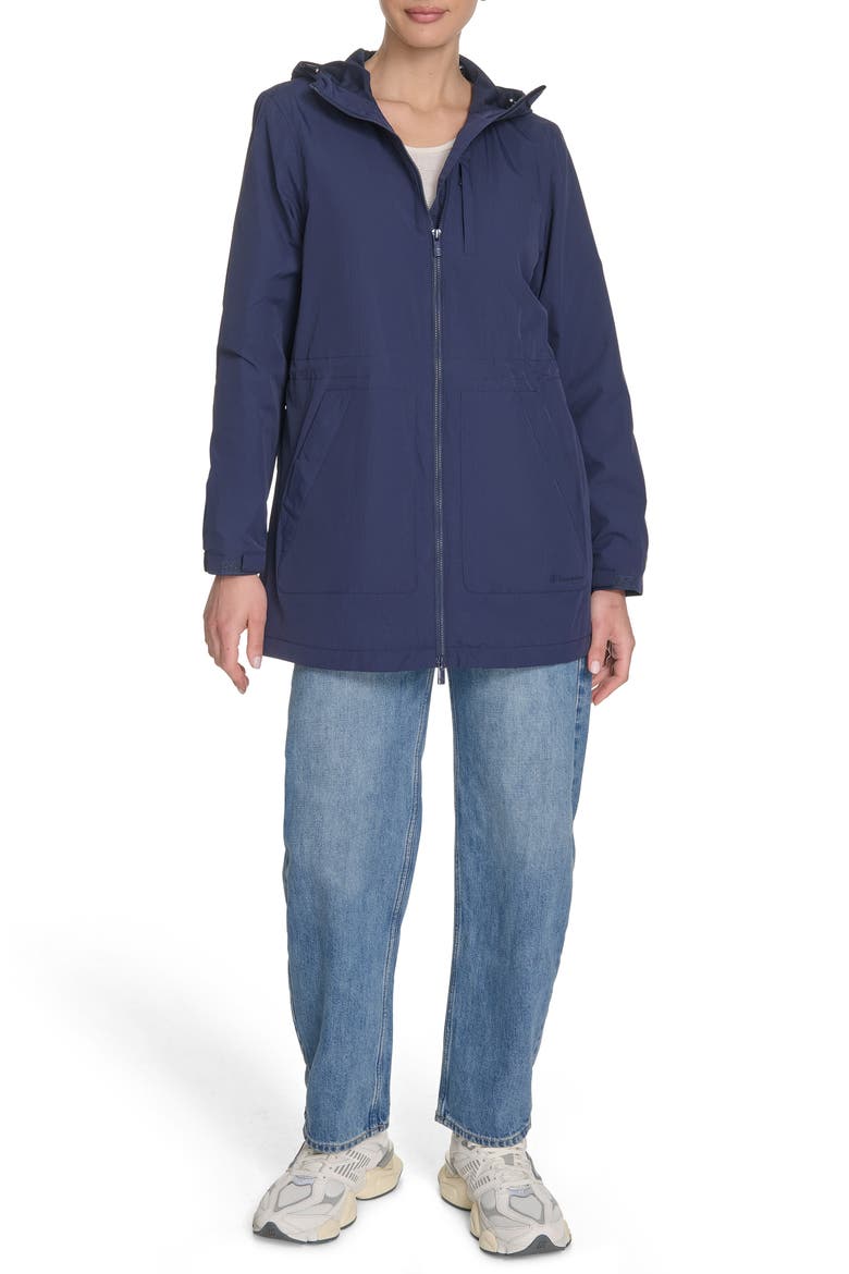 Hooded Rain Jacket, Alternate, color, PEACOAT