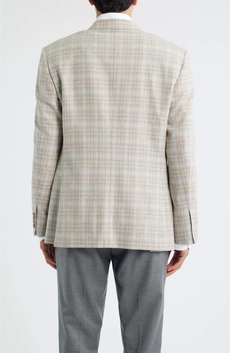 Canali Siena Regular Fit Tan Plaid Wool Blend Sport Coat, Alternate, color, Beige