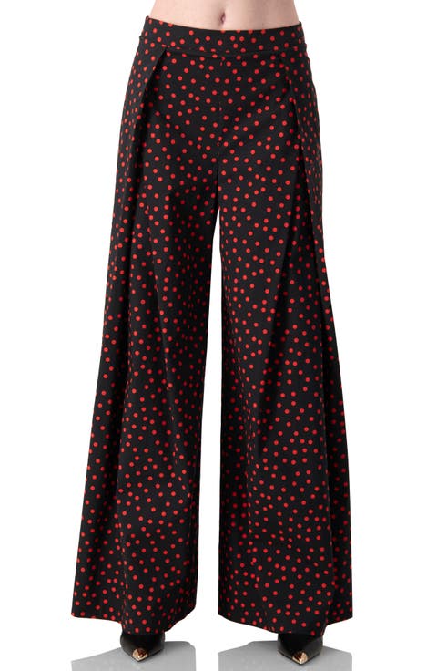 Wide-Leg Polka Dot Pants