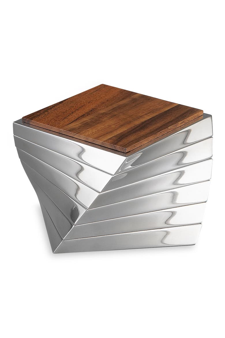 Set of 6 Twist Coasters, Main, color, SILVER