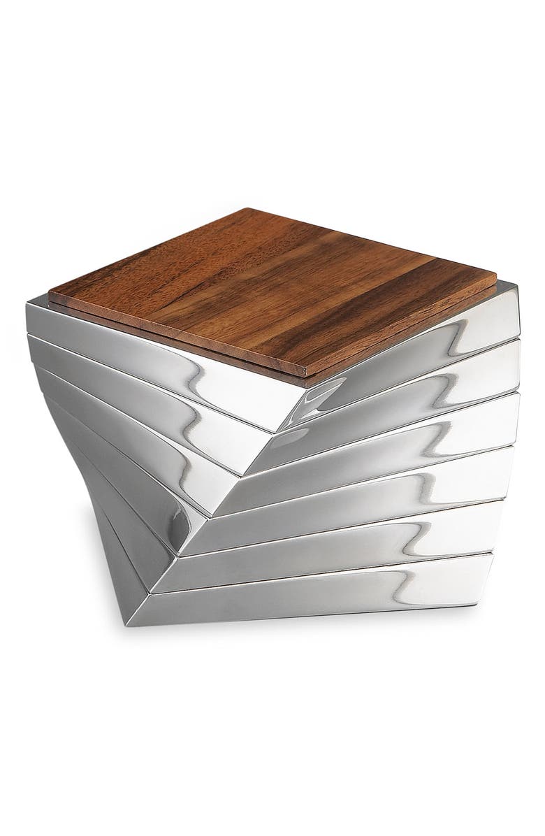 Nambé Set of 6 Twist Coasters, Main, color, Silver