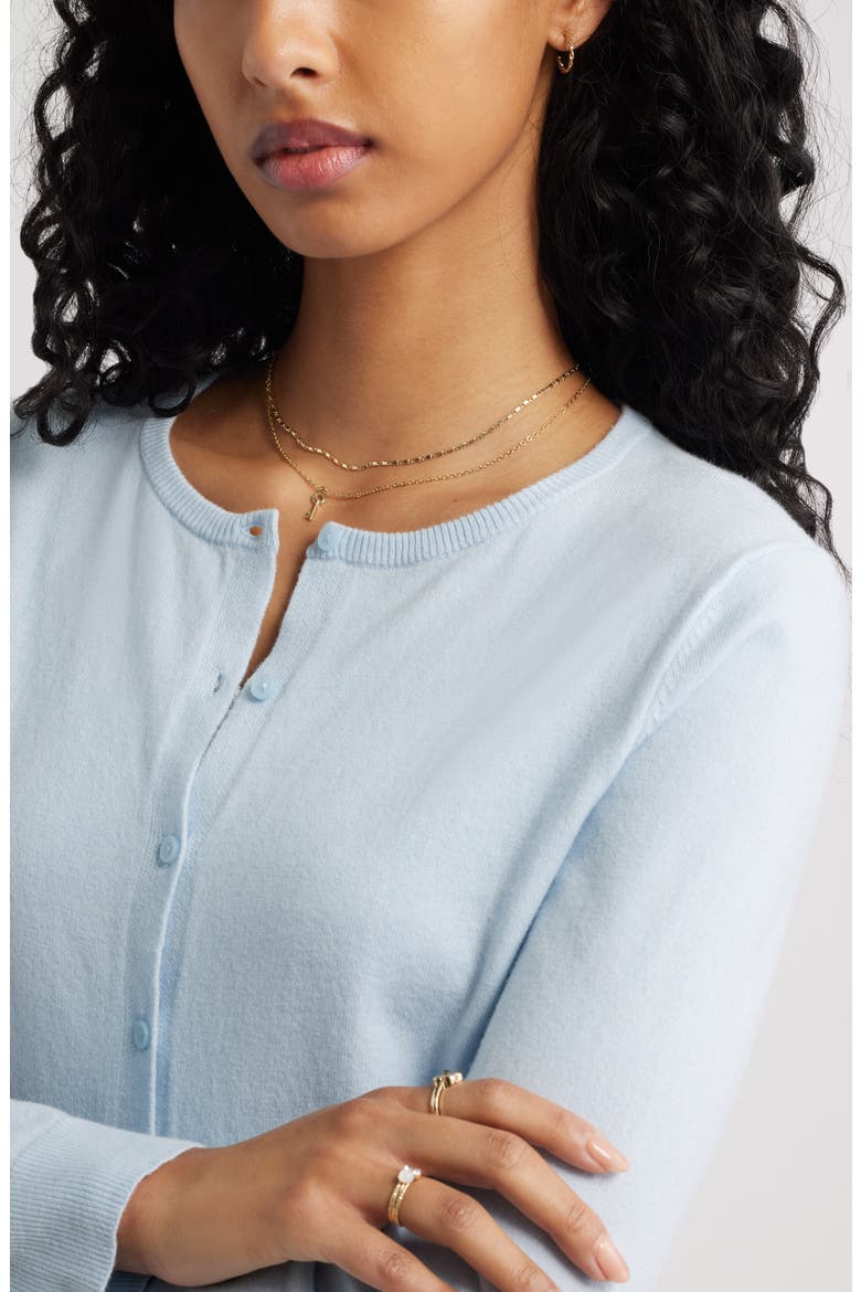 Crewneck Cotton Blend Cardigan, Alternate, color, BLUE SKYRIDE