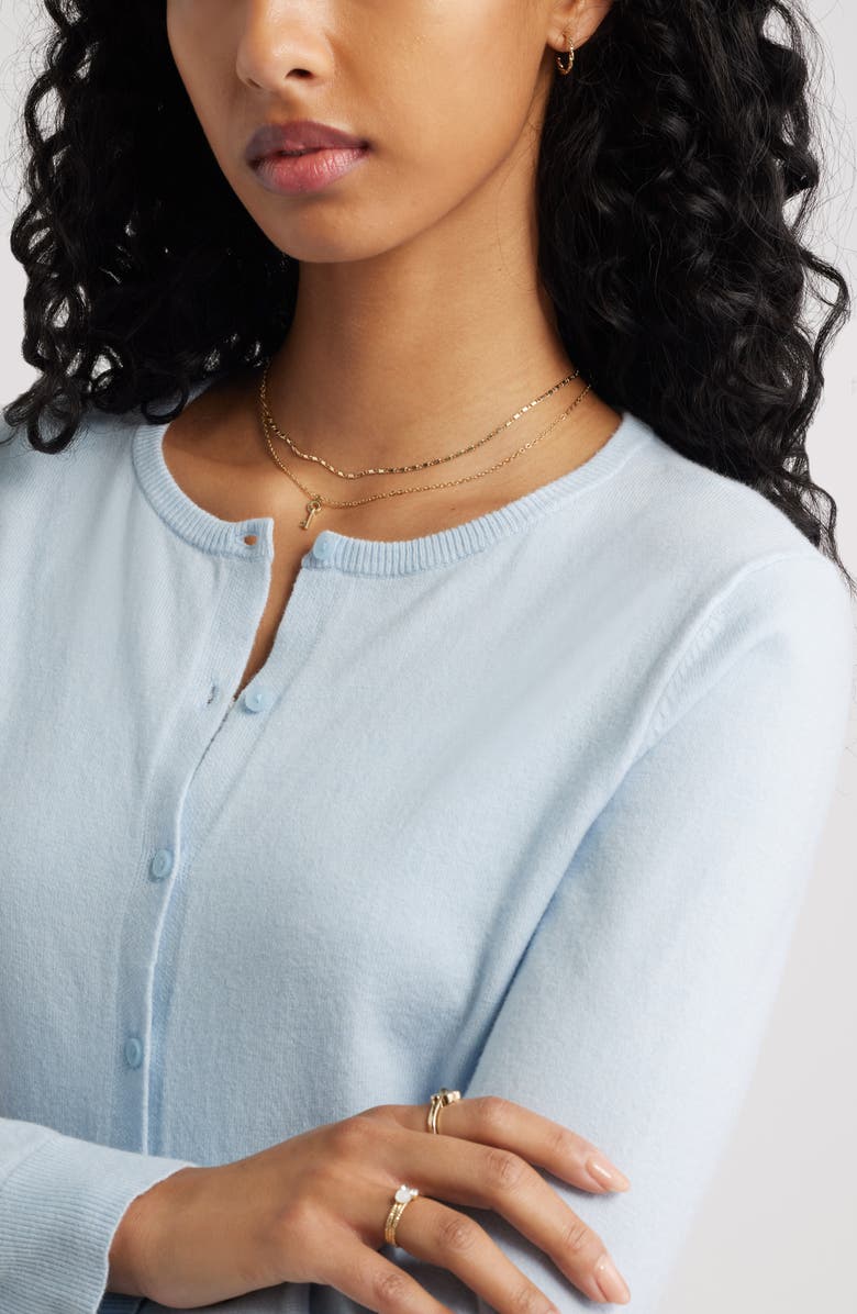 BP. Crewneck Cotton Blend Cardigan, Alternate, color, Blue Skyride