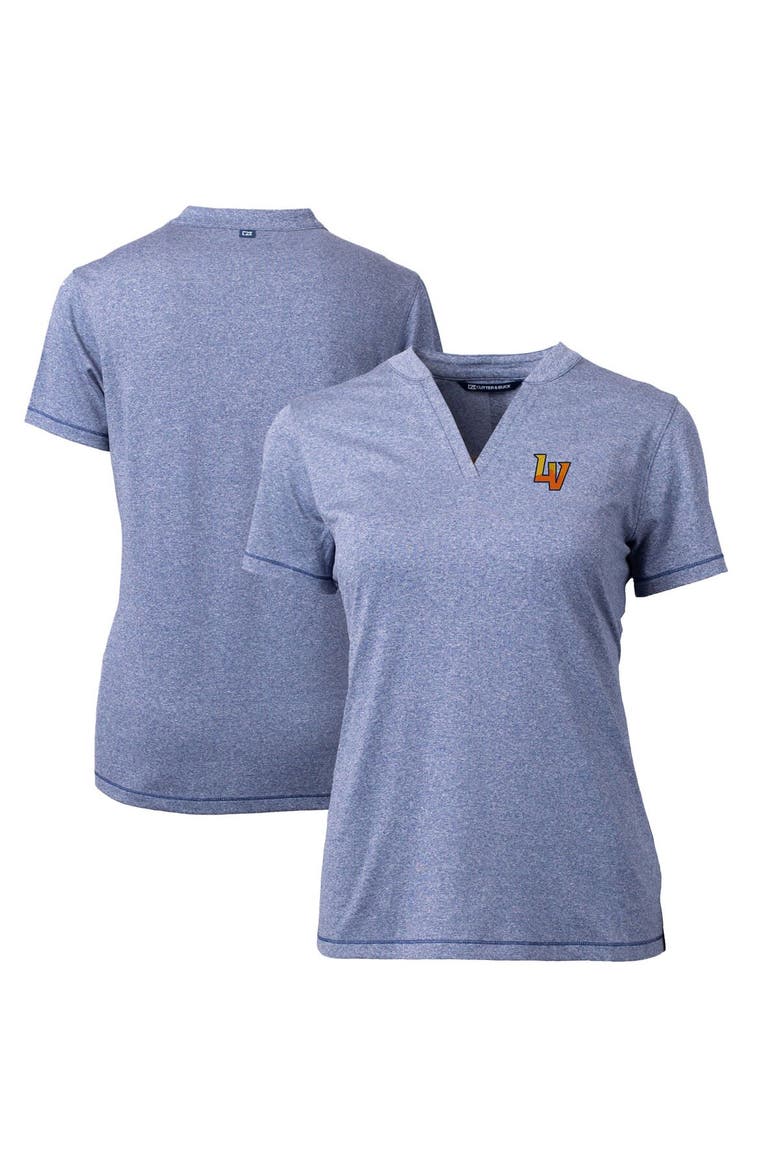 Women's Cutter & Buck  Heather Navy Las Vegas 51s Forge DryTec Heathered Stretch Blade Top, Main, color, Heather Navy