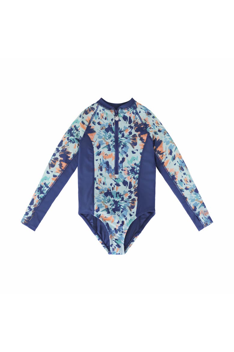 Long Sleeve Half Zip Swim Suit, Main, color, Yosemite Tie-Dye