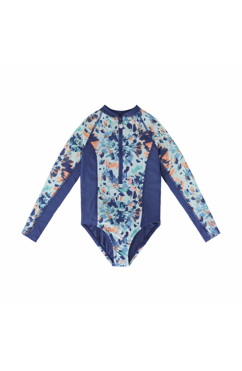 UV Skinz Long Sleeve Half Zip Swim Suit, Main, color, Yosemite Tie-Dye