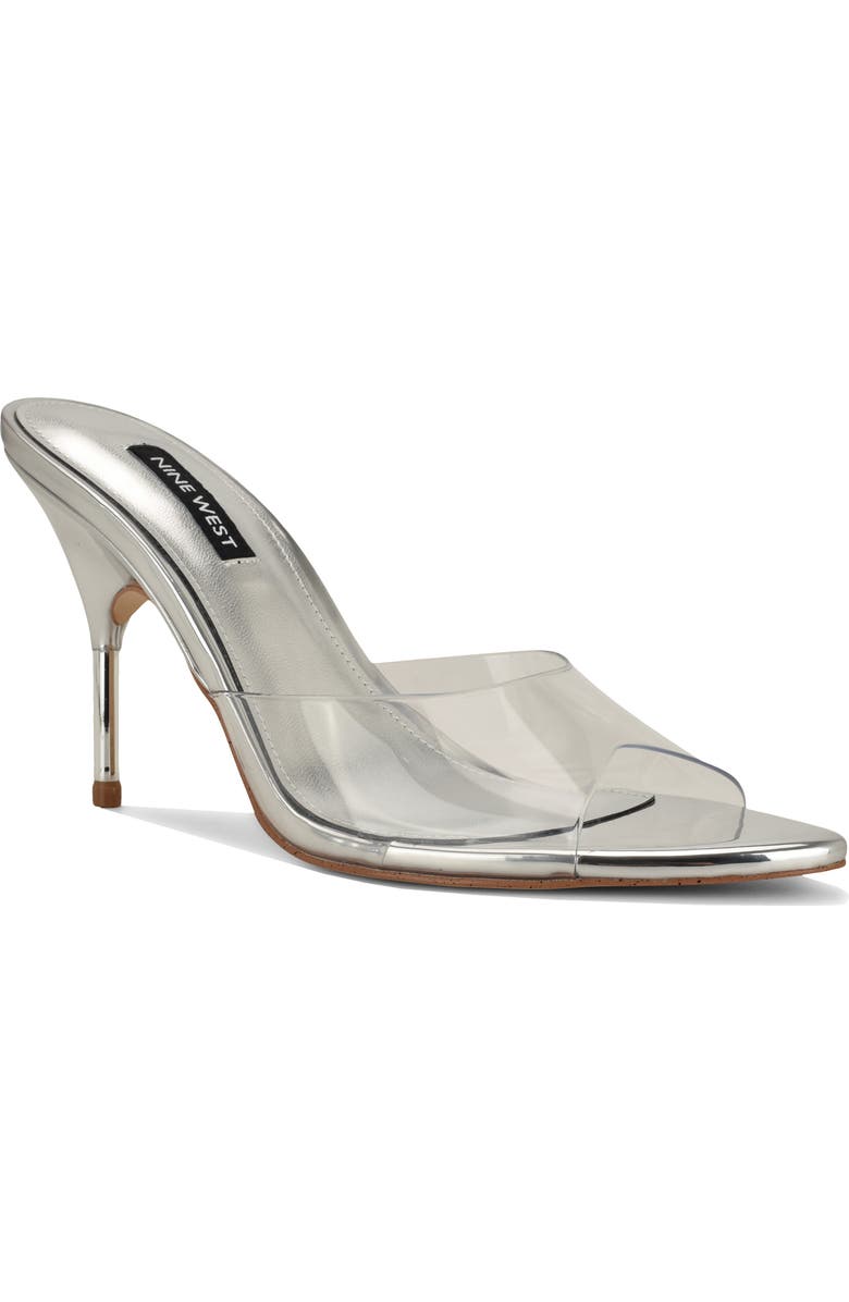 Nine West Vella Pointed Toe Slide Sandal, Main, color, Clear Silver
