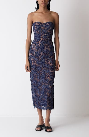Michael Kors Collection Strapless Lace Sheath Dress | Nordstrom