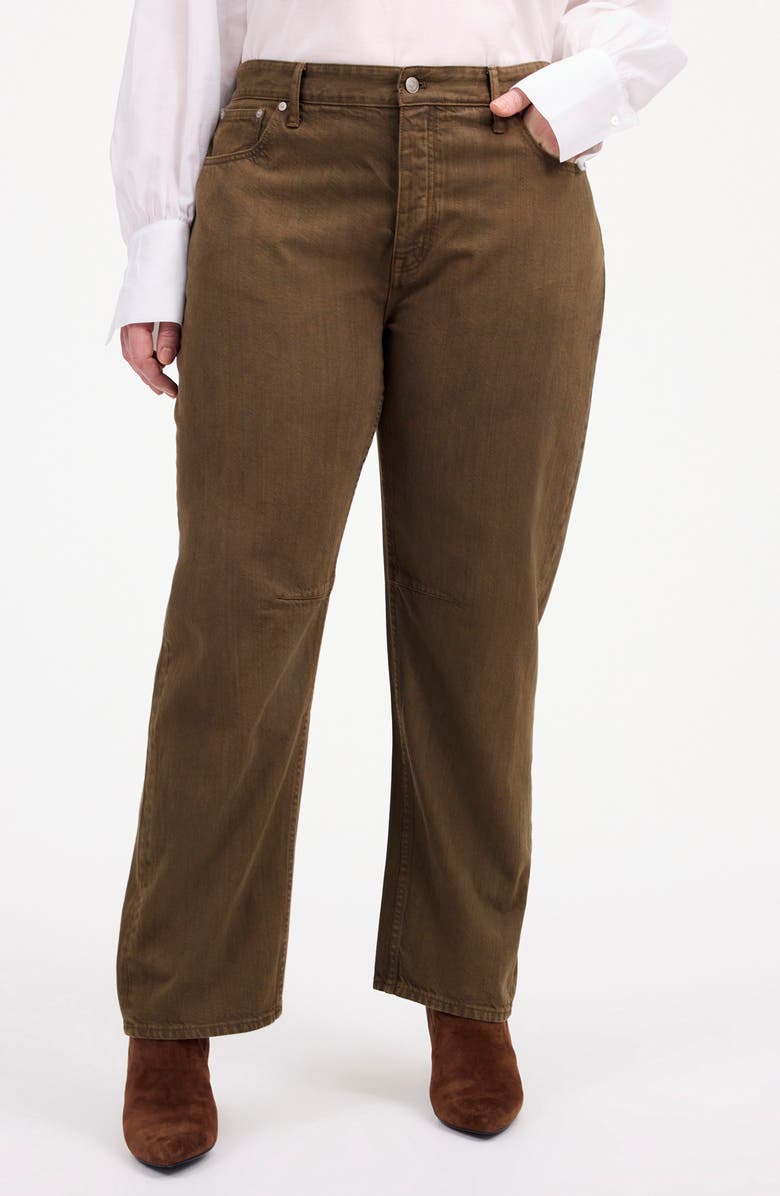 Madewell The Darted Barrel Leg Jeans, Alternate, color, Driftwood Brown