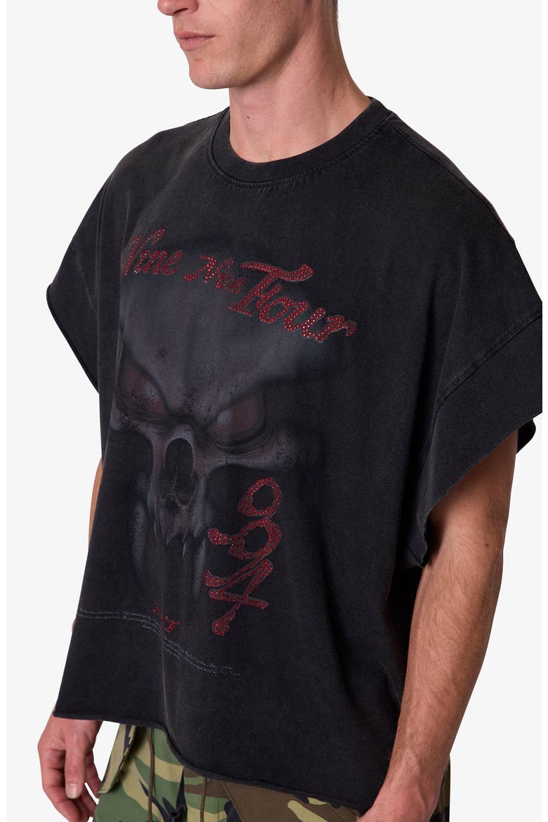 Skull Distressed Graphic Cutoff T-Shirt, Alternate, color, WASHED BLACK