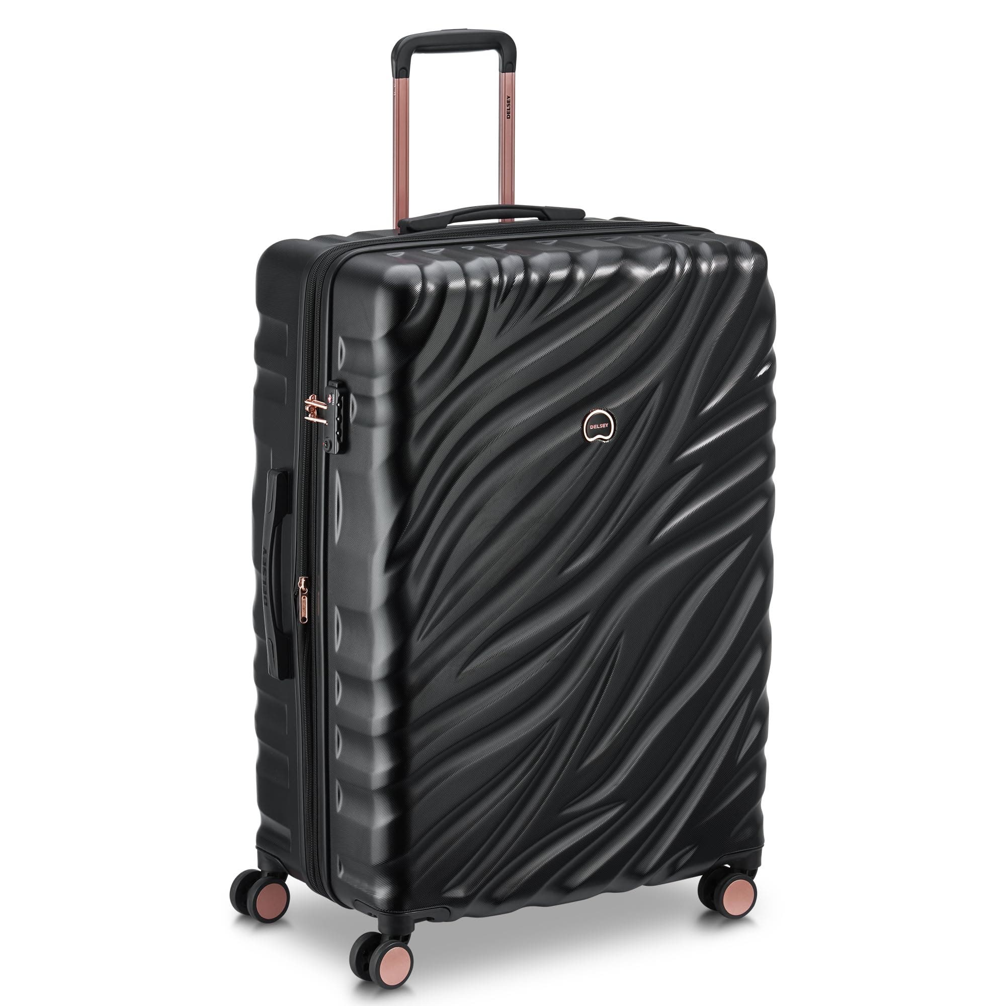 Delsey Paris Alexis Hardside  29-Inch Large Checked Expandable Spinner Luggage, Main, color, Black/Rose Gold