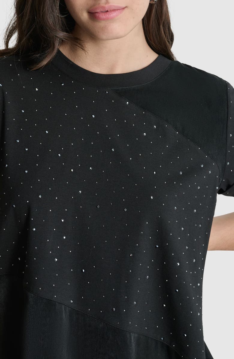 DKNY Studded Mixed Media T-Shirt, Alternate, color, 