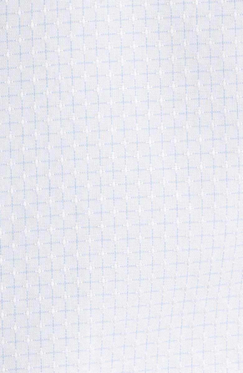David Donahue Slim Fit Geometric Pattern Cotton Dobby Dress Shirt, Alternate, color, White/ Sky