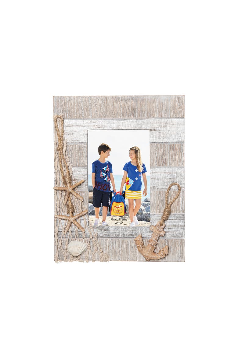 Net & Anchor Vertical 4X6 Photo Picture Frame, Main, color, Beige