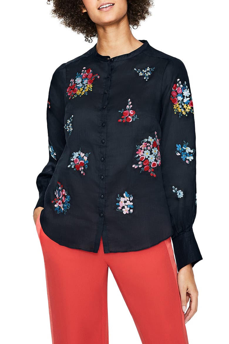 Claudia Embroidered Blouse, Main, color, NAVY
