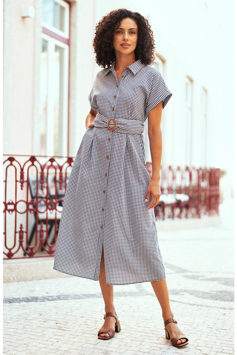 Gingham  Relaxed Shirt Dress, Alternate, color, Black