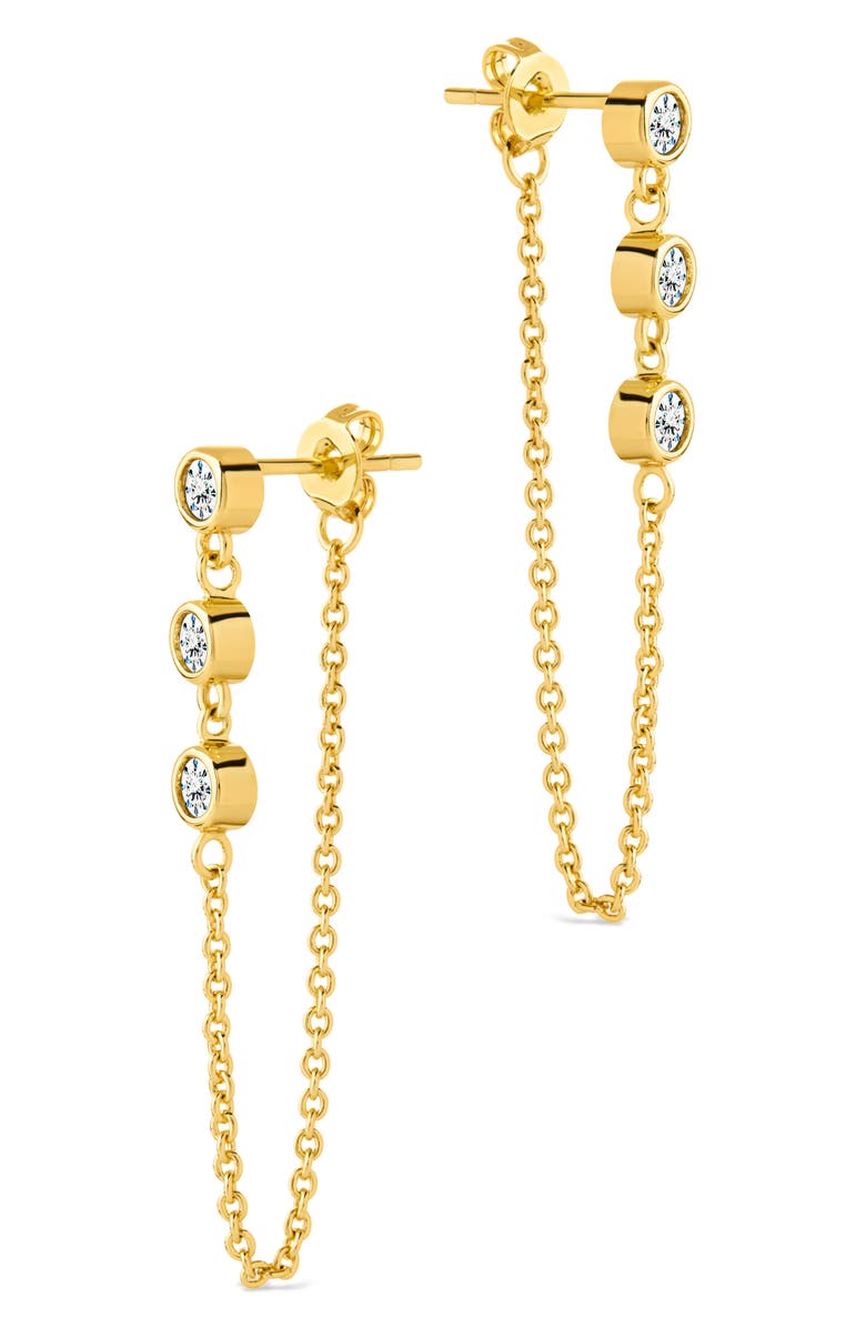 Sterling Forever Triple Round Cut Chain Drop Earrings, Main, color, Gold