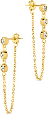 Sterling Forever Triple Round Cut Chain Drop Earrings